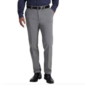 Haggar Iron-Free Premium Khaki™ Slim/Straight Fit Flat-Front dress Pants Gray